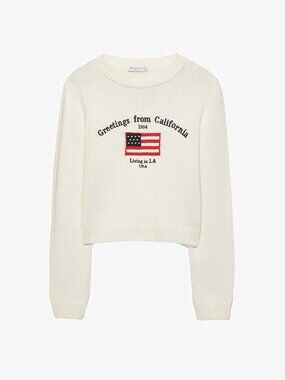 Cream Knit Sweatshirt - M